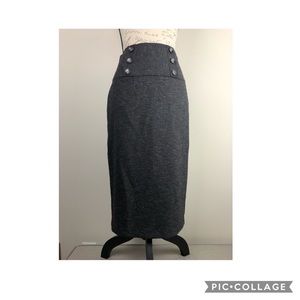 High-Waisted Midi Pencil Skirt Gray Junior's Size 7 - 26" waist